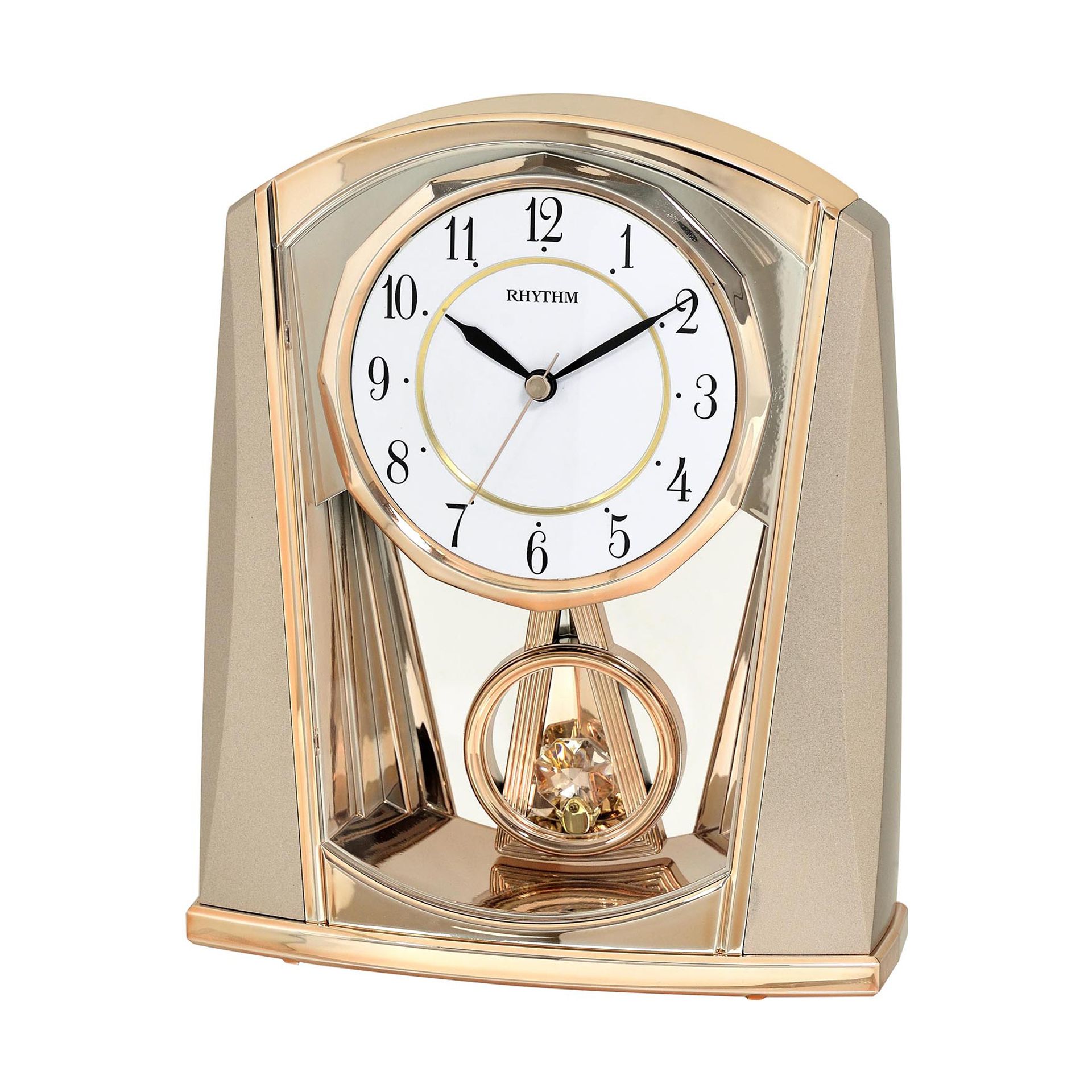 Rhythm Contemporary Mantel Clock with Pendulum 21cm Widdop and Co.