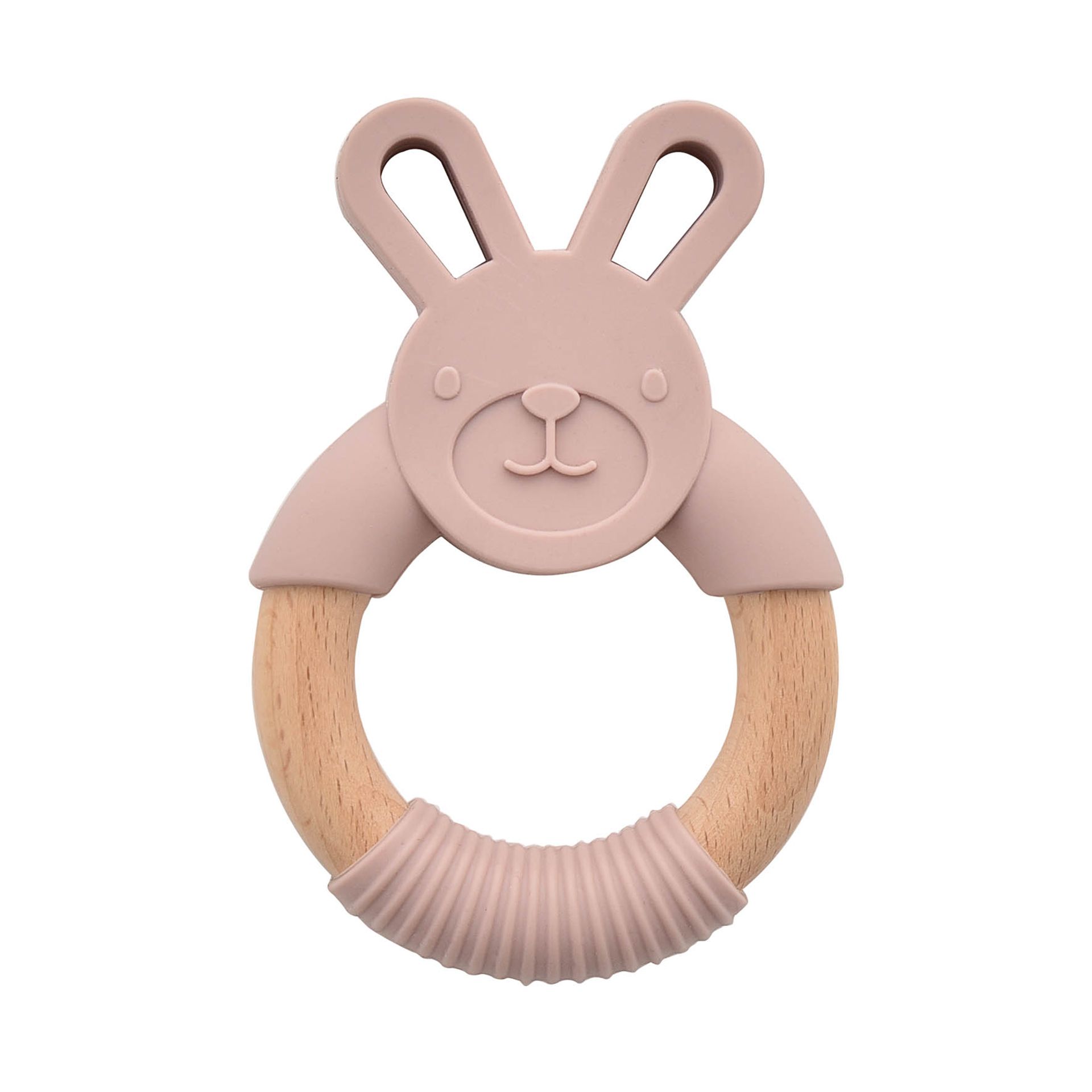 Bambino Wood & Silicone Bunny Teether Pink | Widdop And Co.