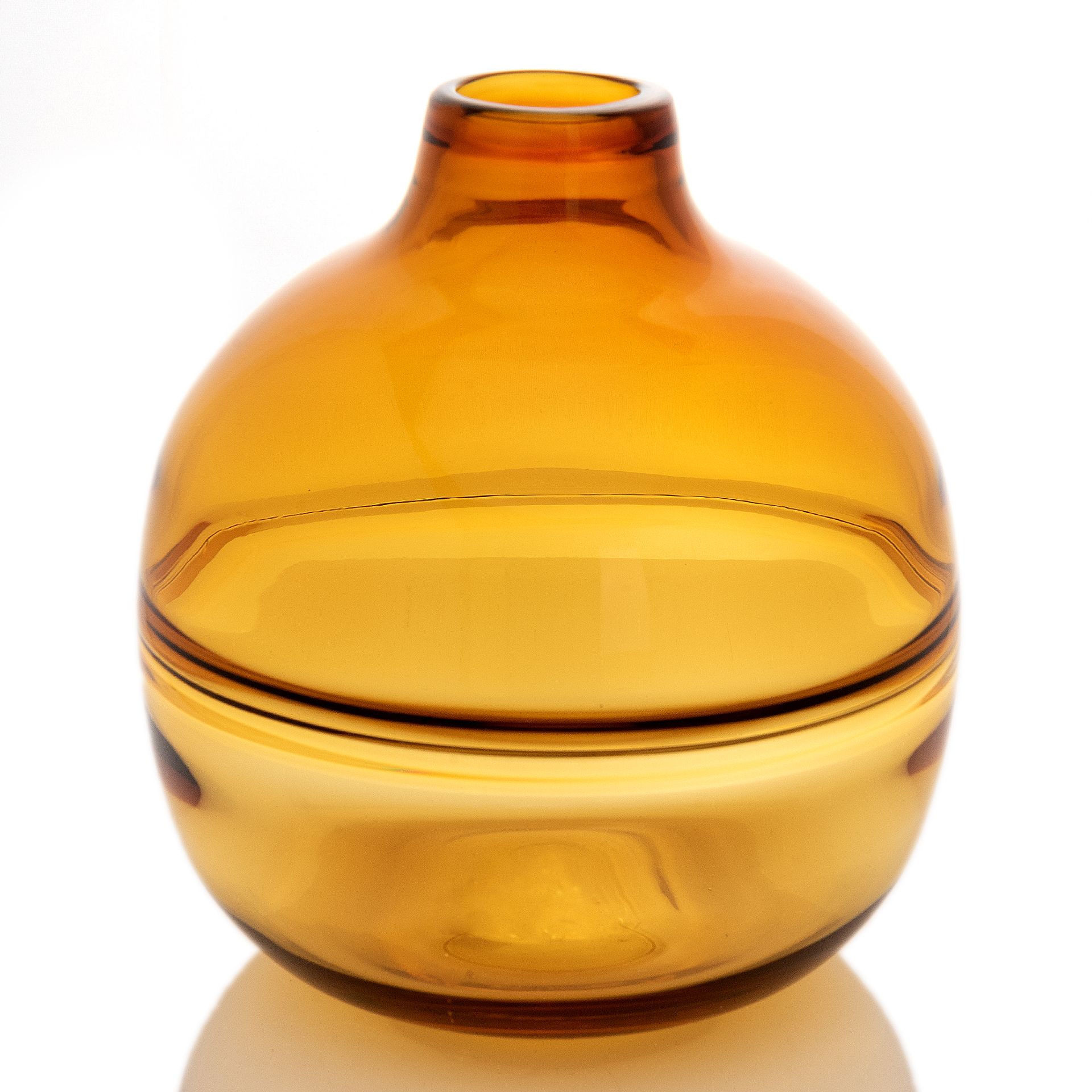 Hestia® Round Amber Coloured Glass Vase Large