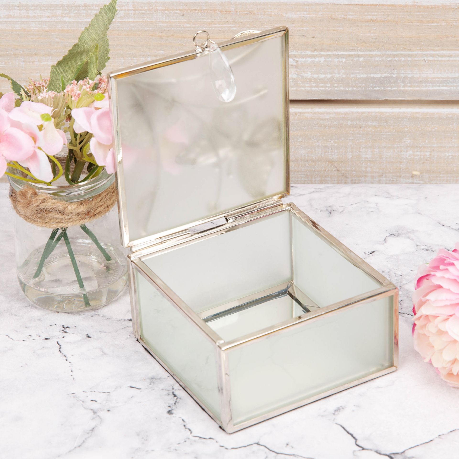 Sophia Glass & Wire Square Trinket Box with Butterfly | Widdop and Co.