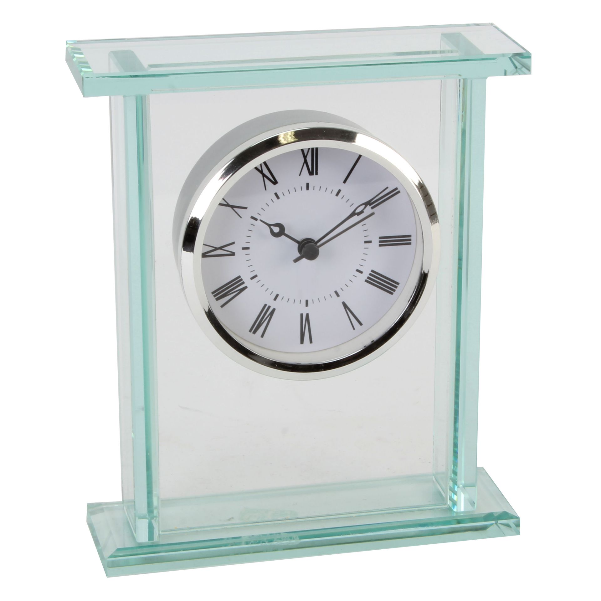 Wm.Widdop Glass Silver Bezel Mantel Clock Widdop and Co.