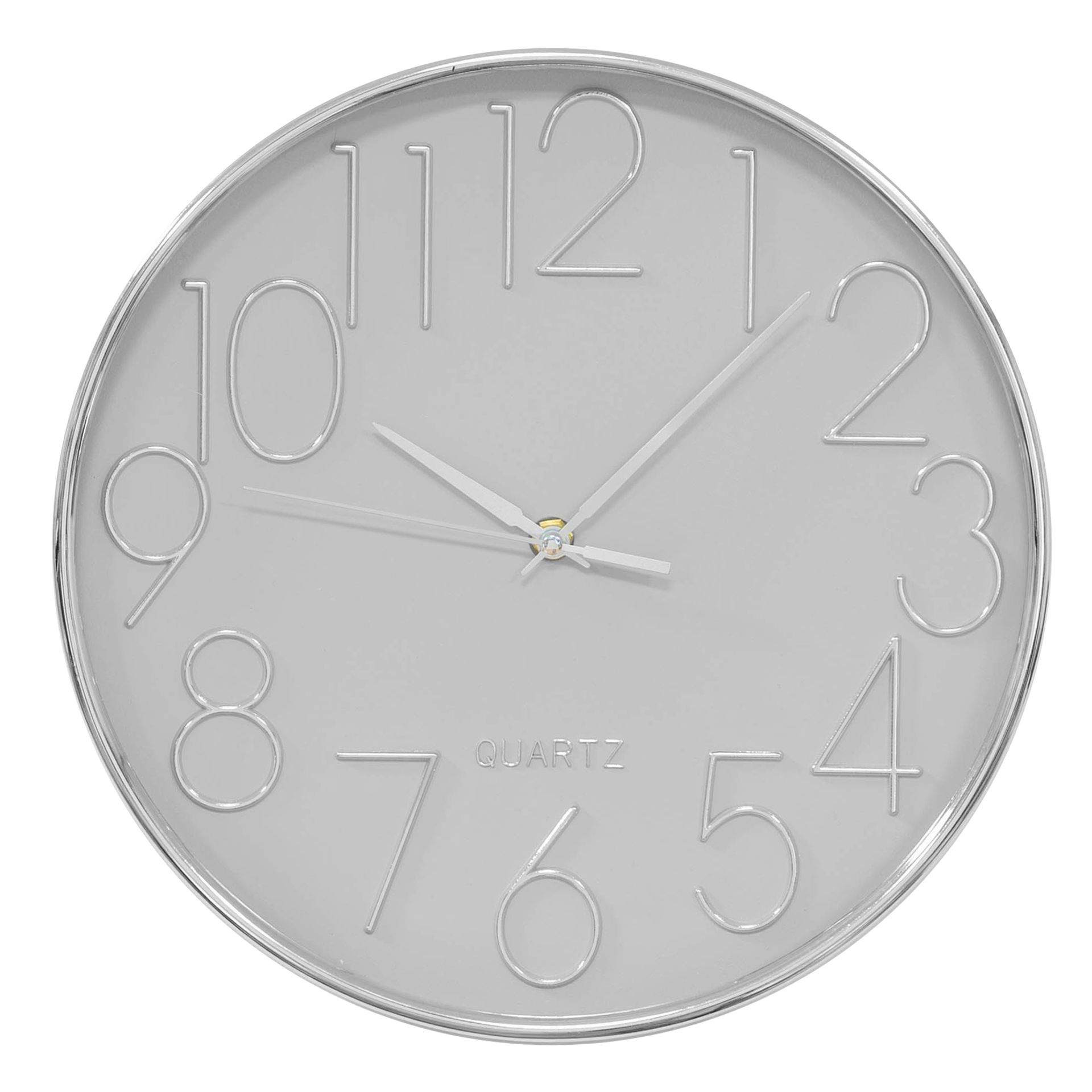 Hometime Wall Clock Raised Numbers Grey & Silver 30cm | Widdop and Co.