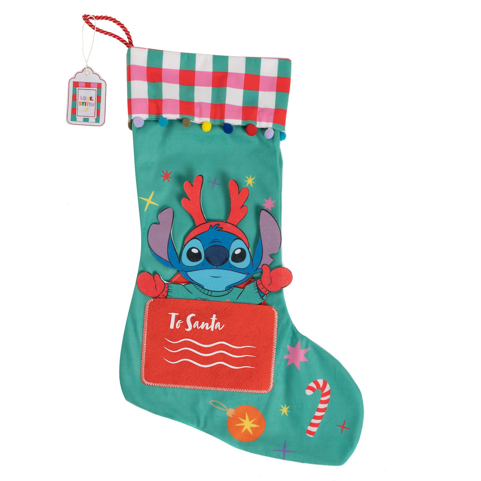 Lilo and Stitch: CHRISTMAS SANTA STITCH CHRISTMAS STOCKING - New!