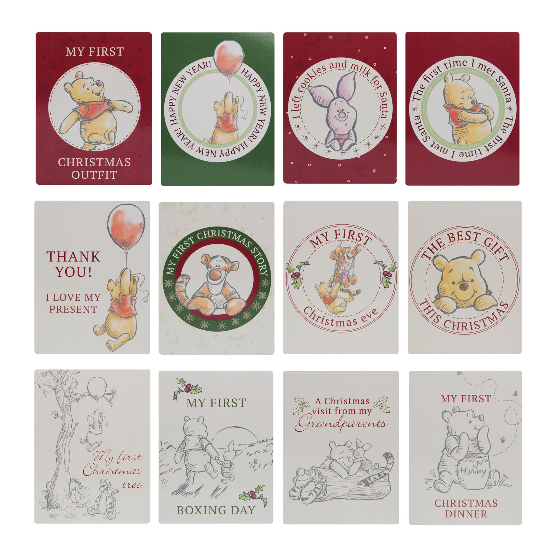 Babys First Christmas Milestone Cards Winnie The Pooh Widdop and Co.